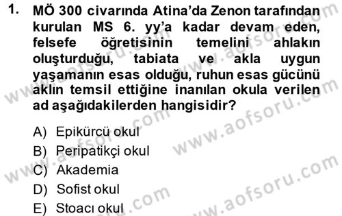 Eğitim Tarihi Dersi 2013 - 2014 Yılı (Vize) Ara Sınav Soruları 1. Soru
