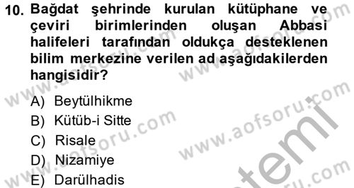 Eğitim Tarihi Dersi 2013 - 2014 Yılı (Vize) Ara Sınav Soruları 10. Soru