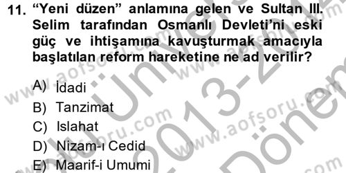Eğitim Tarihi Dersi 2013 - 2014 Yılı (Final) Dönem Sonu Sınav Soruları 11. Soru
