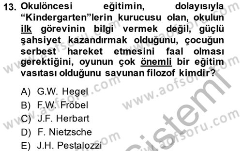 Eğitim Tarihi Dersi 2013 - 2014 Yılı (Final) Dönem Sonu Sınav Soruları 13. Soru