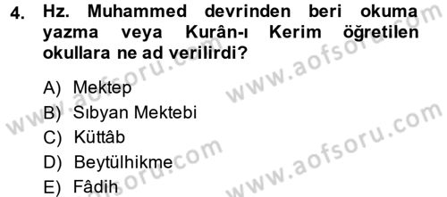 Eğitim Tarihi Dersi 2013 - 2014 Yılı (Final) Dönem Sonu Sınav Soruları 4. Soru