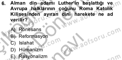 Eğitim Tarihi Dersi 2013 - 2014 Yılı (Final) Dönem Sonu Sınav Soruları 6. Soru