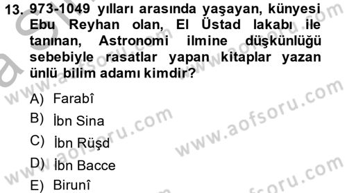 Eğitim Tarihi Dersi 2014 - 2015 Yılı (Vize) Ara Sınav Soruları 13. Soru