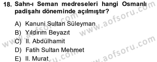 Eğitim Tarihi Dersi 2014 - 2015 Yılı (Vize) Ara Sınav Soruları 18. Soru