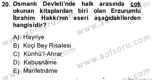 Eğitim Tarihi Dersi 2014 - 2015 Yılı (Vize) Ara Sınav Soruları 20. Soru
