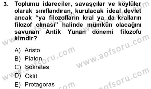 Eğitim Tarihi Dersi 2014 - 2015 Yılı (Vize) Ara Sınav Soruları 3. Soru