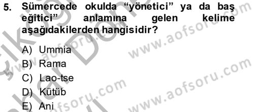 Eğitim Tarihi Dersi 2014 - 2015 Yılı (Vize) Ara Sınav Soruları 5. Soru
