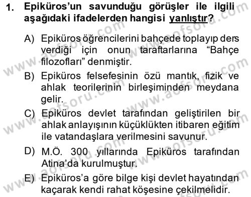 Eğitim Tarihi Dersi 2014 - 2015 Yılı (Final) Dönem Sonu Sınav Soruları 1. Soru