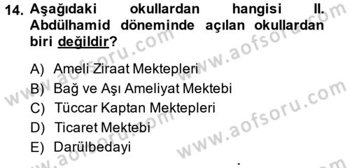 Eğitim Tarihi Dersi 2014 - 2015 Yılı (Final) Dönem Sonu Sınav Soruları 14. Soru