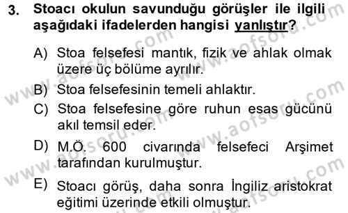 Eğitim Tarihi Dersi 2014 - 2015 Yılı (Final) Dönem Sonu Sınav Soruları 3. Soru