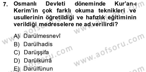 Eğitim Tarihi Dersi 2014 - 2015 Yılı (Final) Dönem Sonu Sınav Soruları 7. Soru