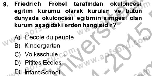 Eğitim Tarihi Dersi 2014 - 2015 Yılı (Final) Dönem Sonu Sınav Soruları 9. Soru