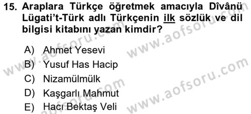 Eğitim Tarihi Dersi 2015 - 2016 Yılı (Vize) Ara Sınav Soruları 15. Soru