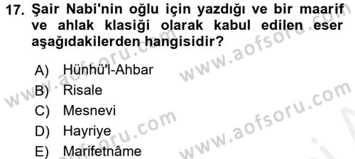 Eğitim Tarihi Dersi 2015 - 2016 Yılı (Vize) Ara Sınav Soruları 17. Soru