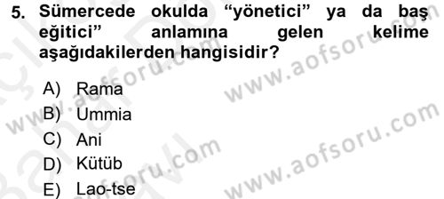 Eğitim Tarihi Dersi 2015 - 2016 Yılı (Vize) Ara Sınav Soruları 5. Soru