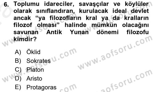 Eğitim Tarihi Dersi 2015 - 2016 Yılı (Vize) Ara Sınav Soruları 6. Soru