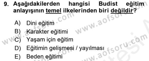 Eğitim Tarihi Dersi 2015 - 2016 Yılı (Vize) Ara Sınav Soruları 9. Soru