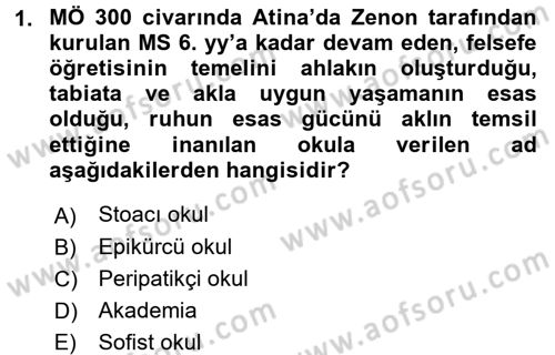 Eğitim Tarihi Dersi 2015 - 2016 Yılı (Final) Dönem Sonu Sınav Soruları 1. Soru