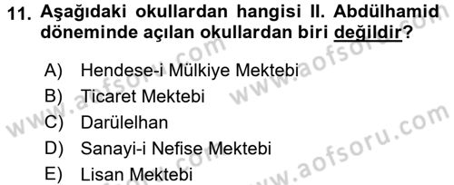 Eğitim Tarihi Dersi 2015 - 2016 Yılı (Final) Dönem Sonu Sınav Soruları 11. Soru