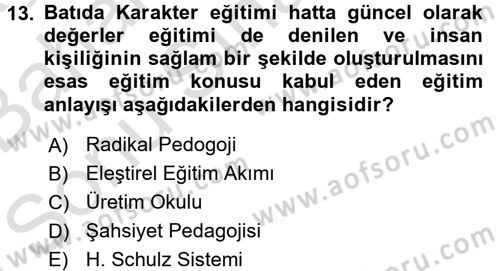 Eğitim Tarihi Dersi 2015 - 2016 Yılı (Final) Dönem Sonu Sınav Soruları 13. Soru