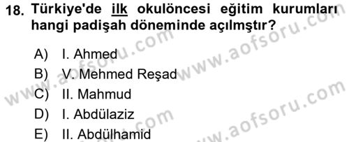 Eğitim Tarihi Dersi 2015 - 2016 Yılı (Final) Dönem Sonu Sınav Soruları 18. Soru
