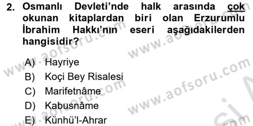 Eğitim Tarihi Dersi 2015 - 2016 Yılı (Final) Dönem Sonu Sınav Soruları 2. Soru