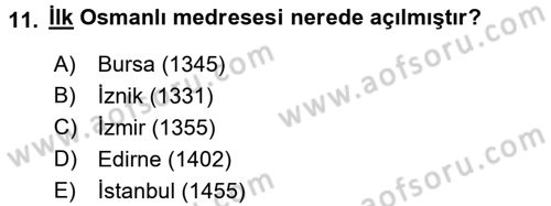 Eğitim Tarihi Dersi 2016 - 2017 Yılı 3 Ders Sınav Soruları 11. Soru