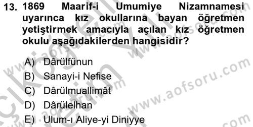 Eğitim Tarihi Dersi 2016 - 2017 Yılı 3 Ders Sınav Soruları 13. Soru