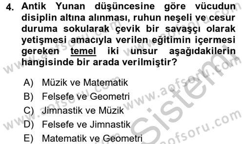 Eğitim Tarihi Dersi 2016 - 2017 Yılı 3 Ders Sınav Soruları 4. Soru