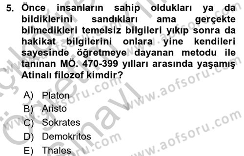 Eğitim Tarihi Dersi 2016 - 2017 Yılı 3 Ders Sınav Soruları 5. Soru
