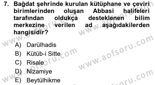 Eğitim Tarihi Dersi 2016 - 2017 Yılı 3 Ders Sınav Soruları 7. Soru