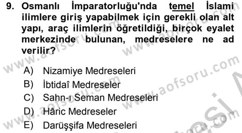 Eğitim Tarihi Dersi 2016 - 2017 Yılı 3 Ders Sınav Soruları 9. Soru