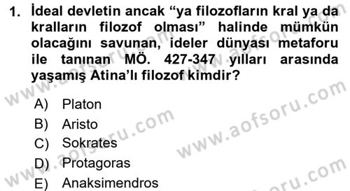 Eğitim Tarihi Dersi 2016 - 2017 Yılı (Vize) Ara Sınav Soruları 1. Soru
