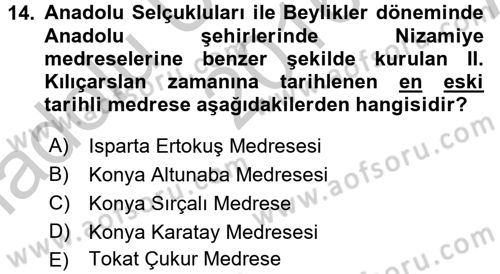 Eğitim Tarihi Dersi 2016 - 2017 Yılı (Vize) Ara Sınav Soruları 14. Soru