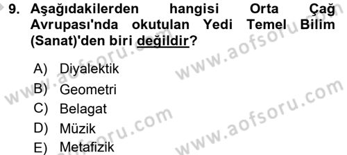 Eğitim Tarihi Dersi 2016 - 2017 Yılı (Vize) Ara Sınav Soruları 9. Soru