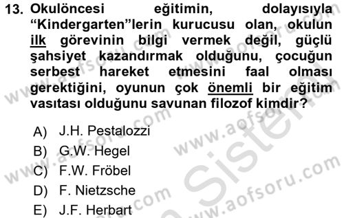 Eğitim Tarihi Dersi 2016 - 2017 Yılı (Final) Dönem Sonu Sınav Soruları 13. Soru
