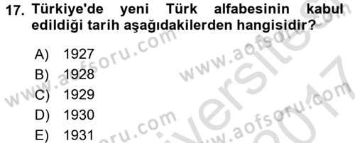 Eğitim Tarihi Dersi 2016 - 2017 Yılı (Final) Dönem Sonu Sınav Soruları 17. Soru