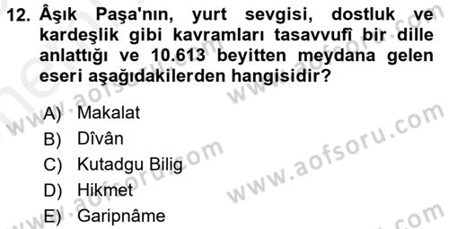 Eğitim Tarihi Dersi 2017 - 2018 Yılı (Vize) Ara Sınav Soruları 12. Soru