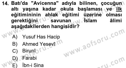 Eğitim Tarihi Dersi 2017 - 2018 Yılı (Vize) Ara Sınav Soruları 14. Soru