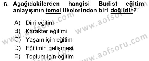 Eğitim Tarihi Dersi 2017 - 2018 Yılı (Vize) Ara Sınav Soruları 6. Soru