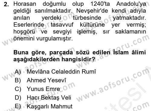 Eğitim Tarihi Dersi 2017 - 2018 Yılı (Final) Dönem Sonu Sınav Soruları 2. Soru