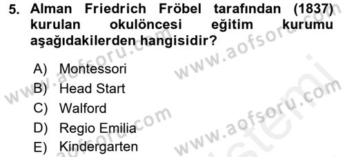 Eğitim Tarihi Dersi 2017 - 2018 Yılı (Final) Dönem Sonu Sınav Soruları 5. Soru