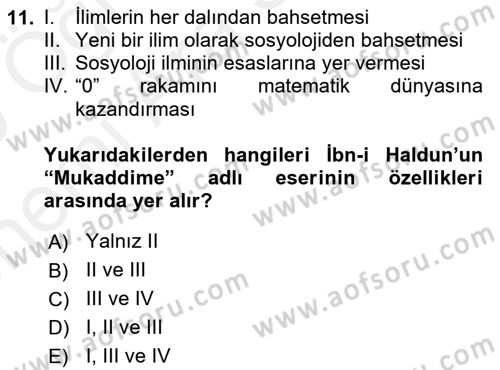 Eğitim Tarihi Dersi 2018 - 2019 Yılı (Vize) Ara Sınav Soruları 11. Soru