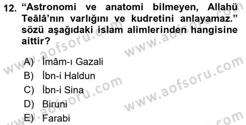 Eğitim Tarihi Dersi 2018 - 2019 Yılı (Vize) Ara Sınav Soruları 12. Soru