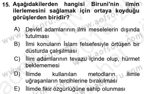 Eğitim Tarihi Dersi 2018 - 2019 Yılı (Vize) Ara Sınav Soruları 15. Soru