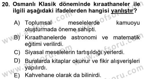 Eğitim Tarihi Dersi 2018 - 2019 Yılı (Vize) Ara Sınav Soruları 20. Soru