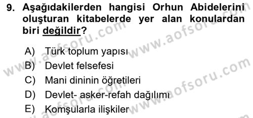 Eğitim Tarihi Dersi 2018 - 2019 Yılı (Vize) Ara Sınav Soruları 9. Soru