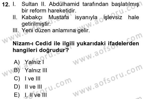 Eğitim Tarihi Dersi 2018 - 2019 Yılı (Final) Dönem Sonu Sınav Soruları 12. Soru