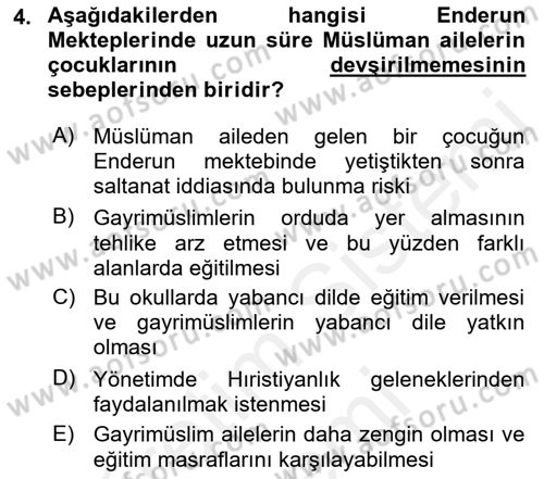 Eğitim Tarihi Dersi 2018 - 2019 Yılı (Final) Dönem Sonu Sınav Soruları 4. Soru