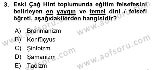 Eğitim Tarihi Dersi 2018 - 2019 Yılı Yaz Okulu Sınav Soruları 3. Soru